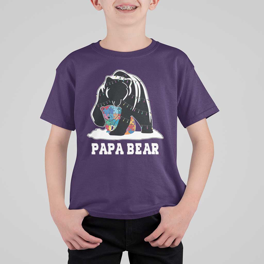 Autism Papa Bear T Shirt For Kid Support Autistic Matching Family Dad