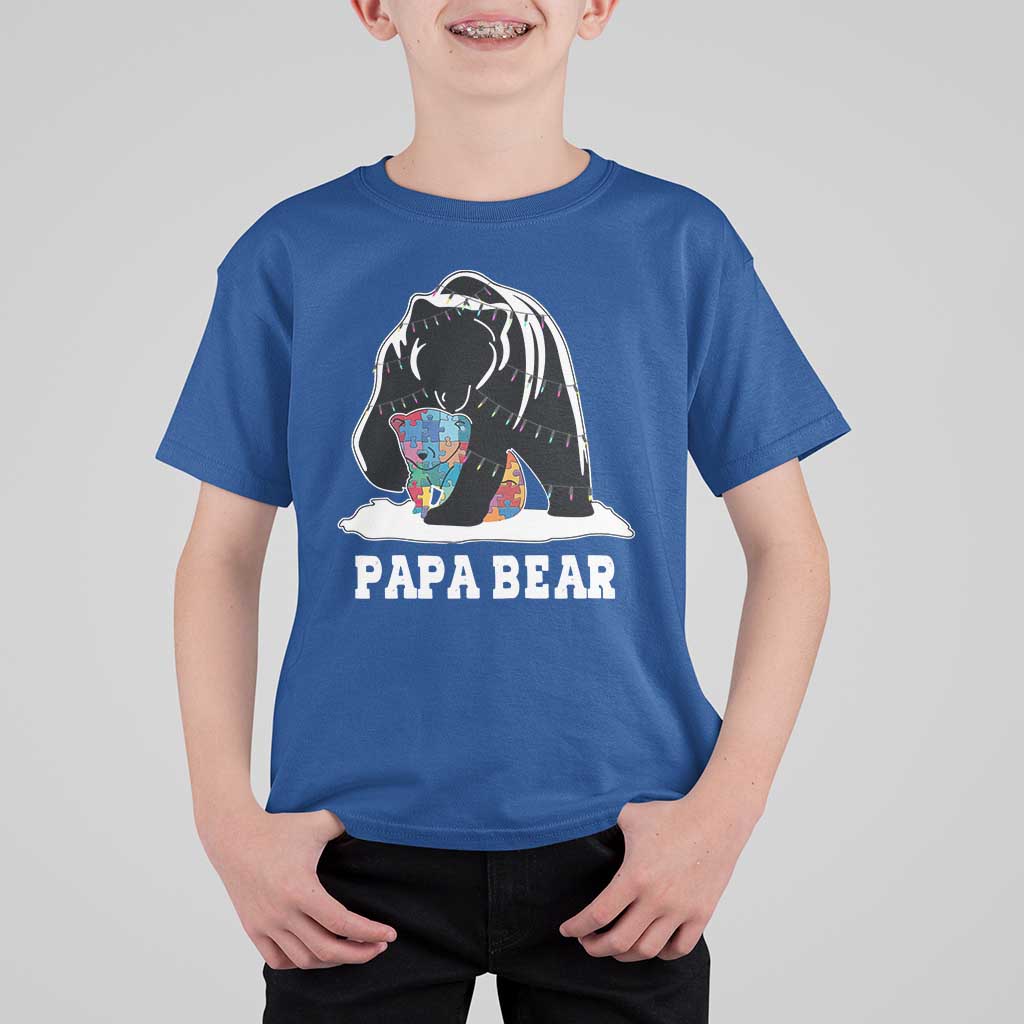 Autism Papa Bear T Shirt For Kid Support Autistic Matching Family Dad