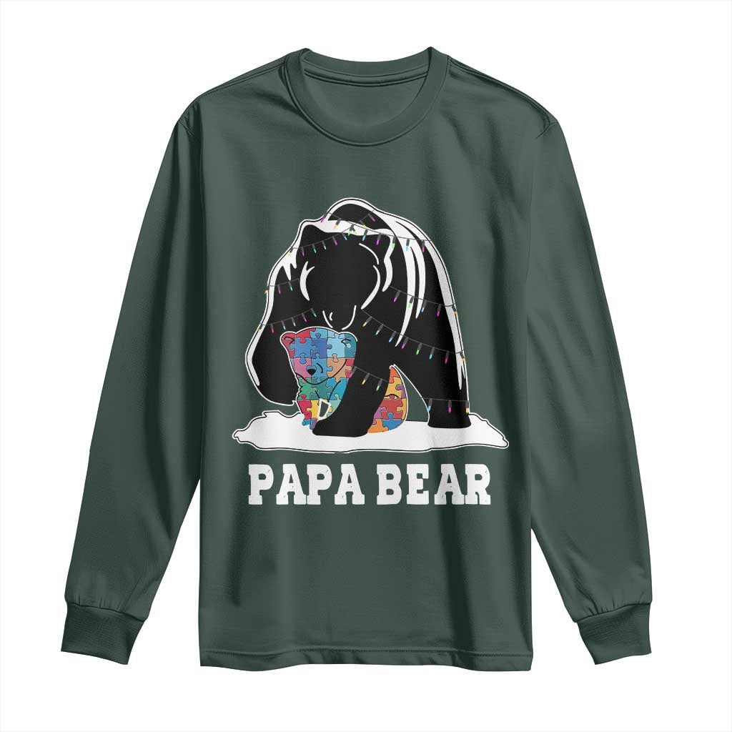 Autism Papa Bear Long Sleeve Shirt Support Autistic Matching Family Dad