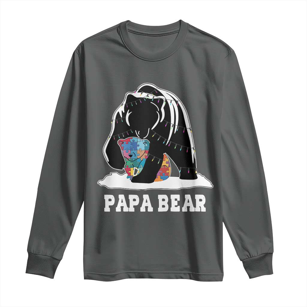 Autism Papa Bear Long Sleeve Shirt Support Autistic Matching Family Dad
