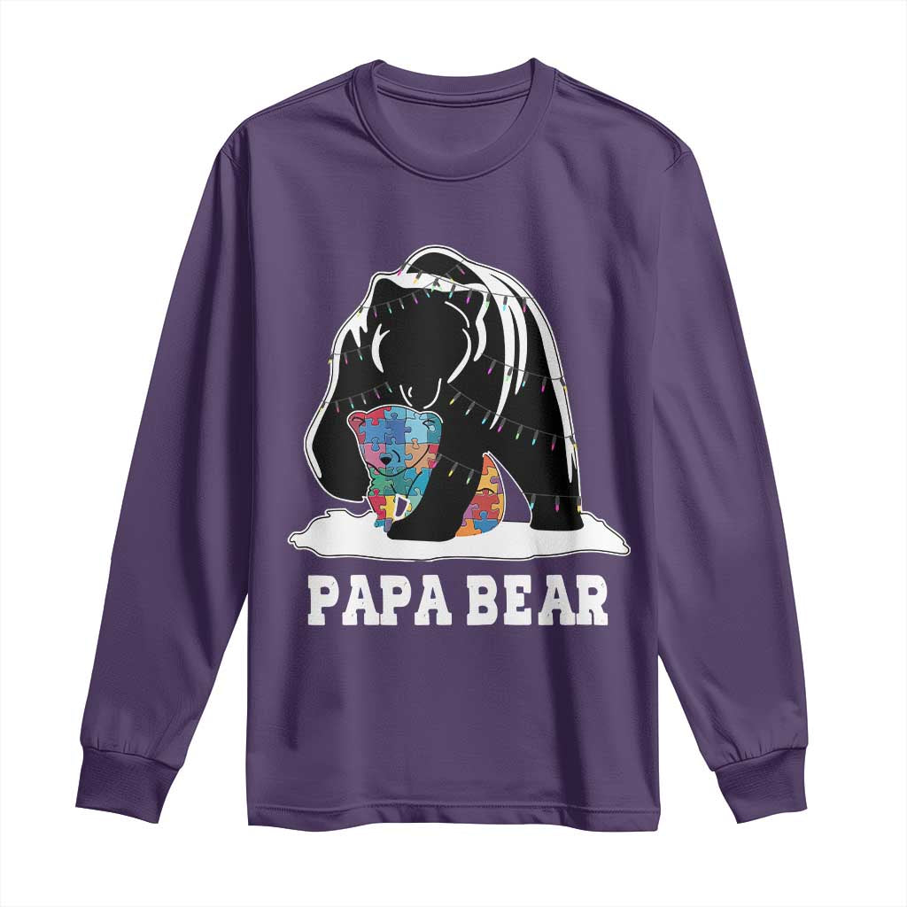 Autism Papa Bear Long Sleeve Shirt Support Autistic Matching Family Dad