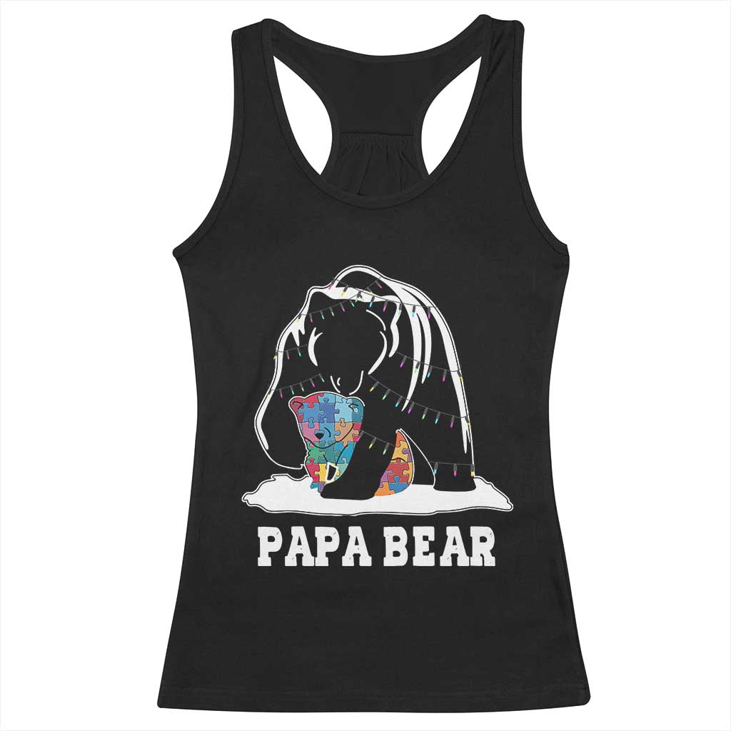 Autism Papa Bear Racerback Tank Top Support Autistic Matching Family Dad