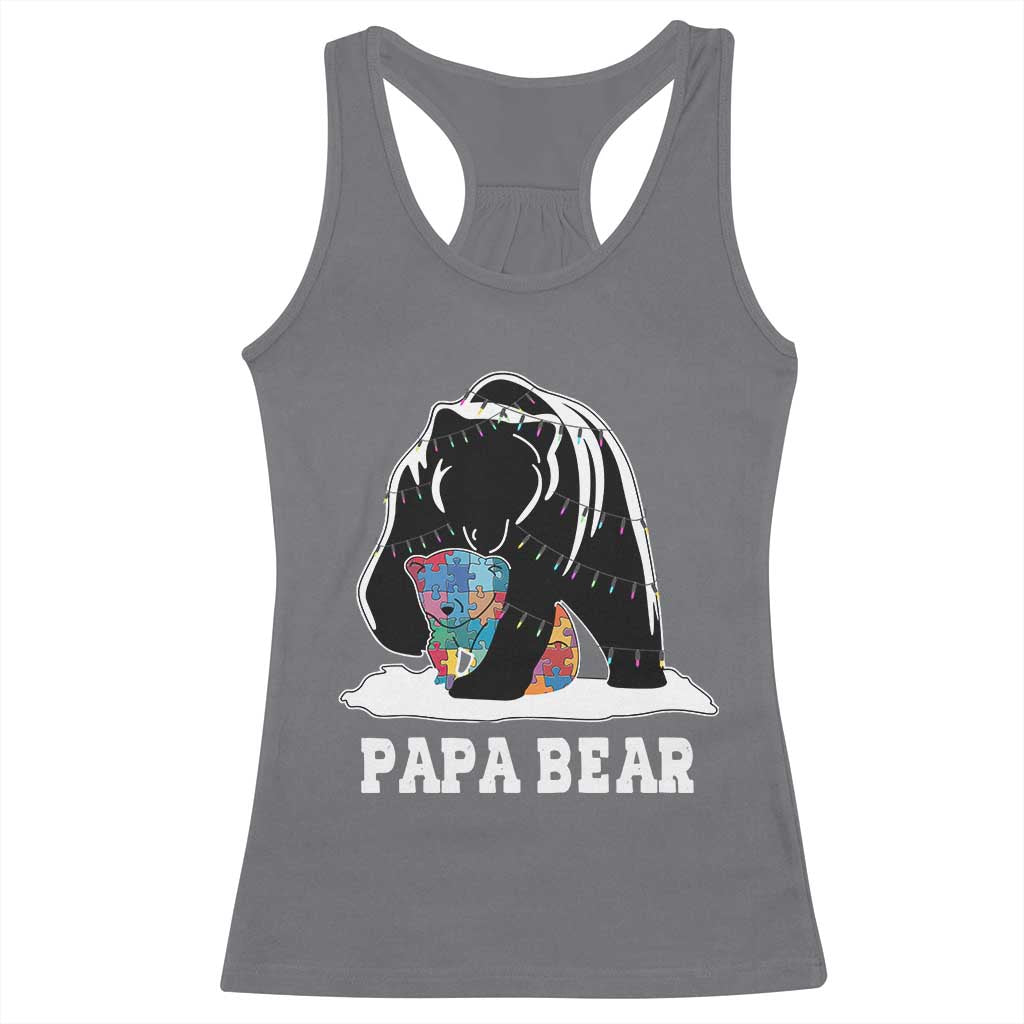 Autism Papa Bear Racerback Tank Top Support Autistic Matching Family Dad