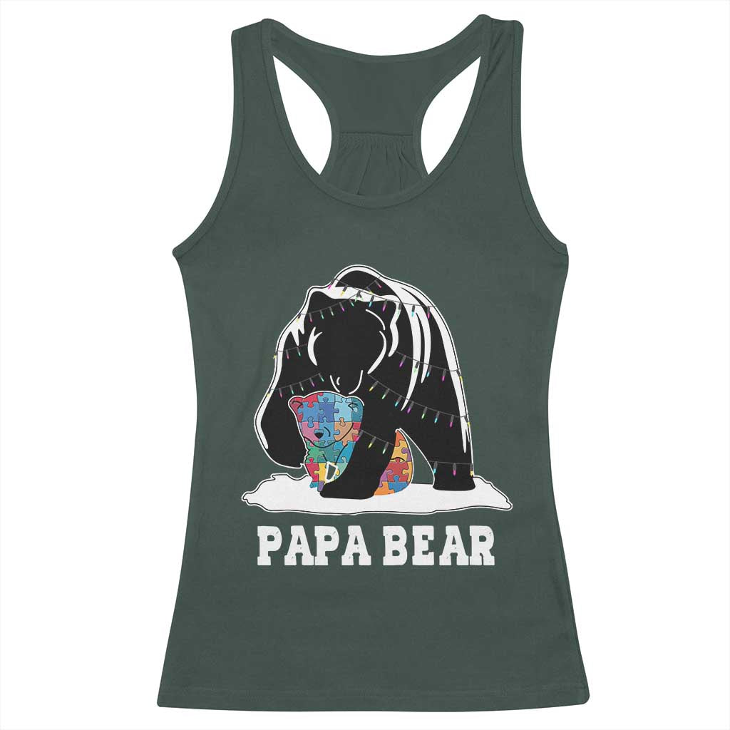 Autism Papa Bear Racerback Tank Top Support Autistic Matching Family Dad