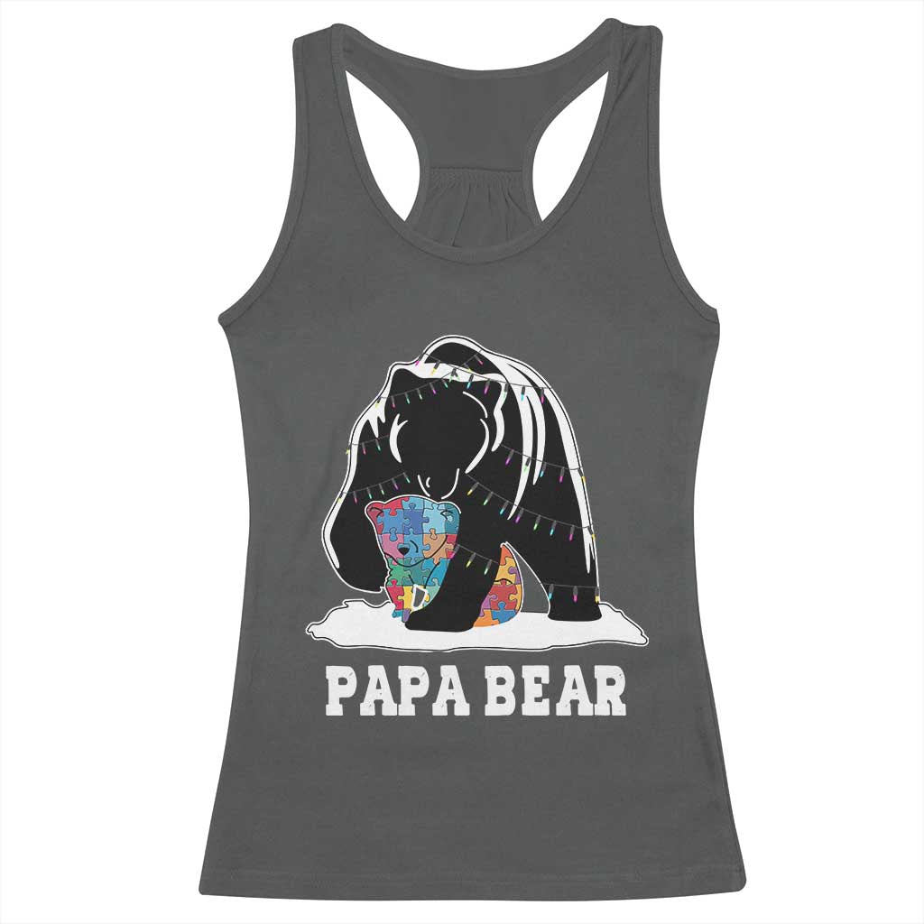Autism Papa Bear Racerback Tank Top Support Autistic Matching Family Dad