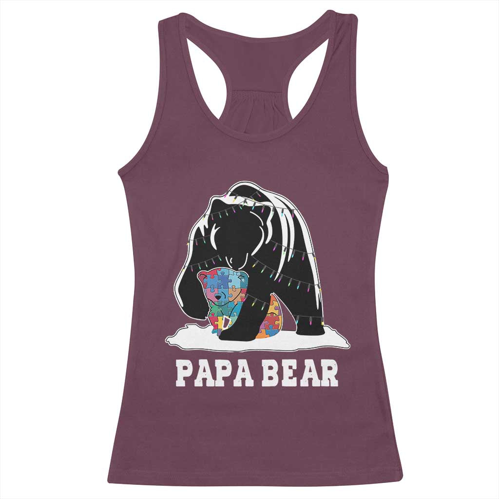 Autism Papa Bear Racerback Tank Top Support Autistic Matching Family Dad