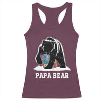 Autism Papa Bear Racerback Tank Top Support Autistic Matching Family Dad