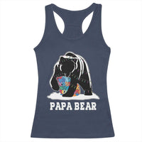 Autism Papa Bear Racerback Tank Top Support Autistic Matching Family Dad