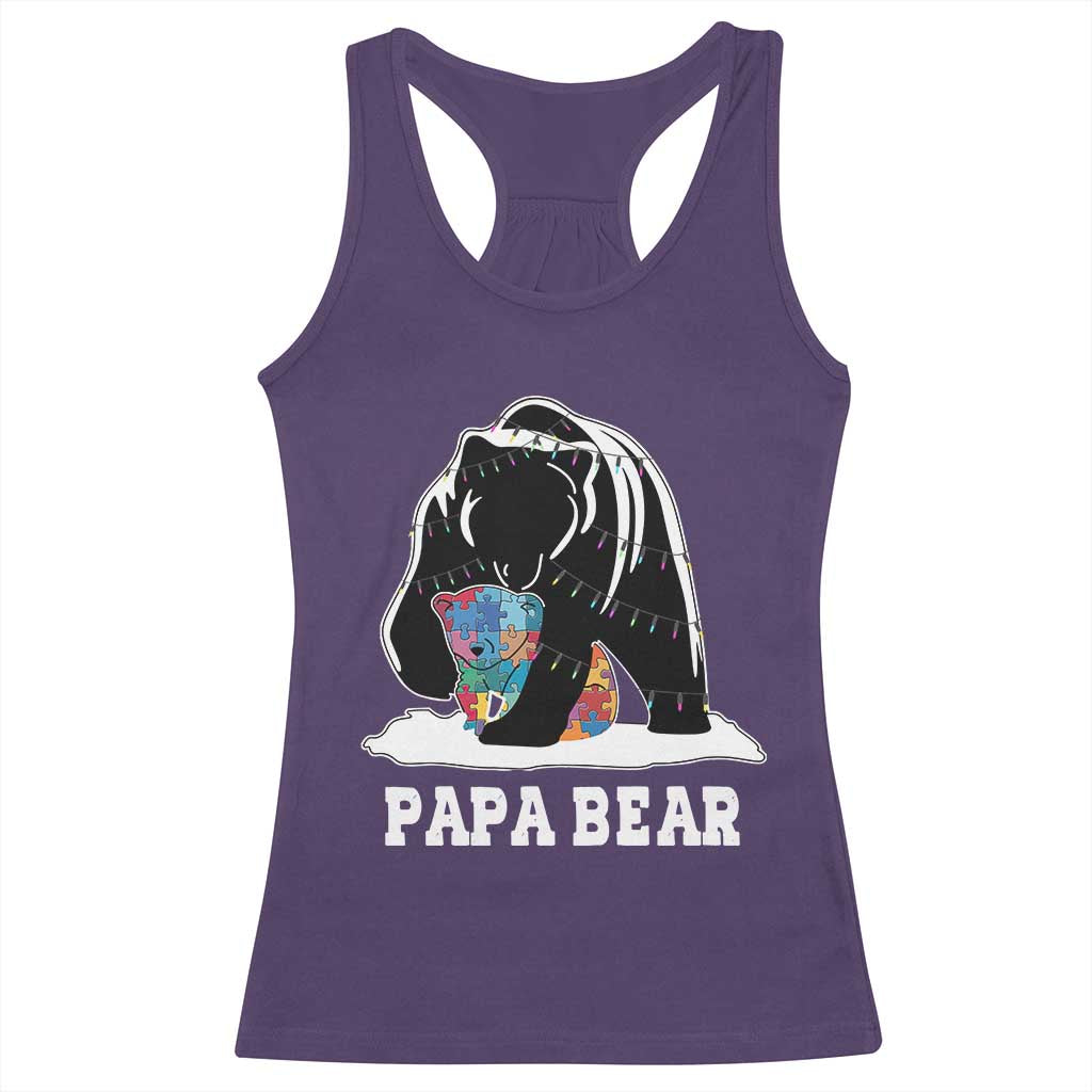 Autism Papa Bear Racerback Tank Top Support Autistic Matching Family Dad