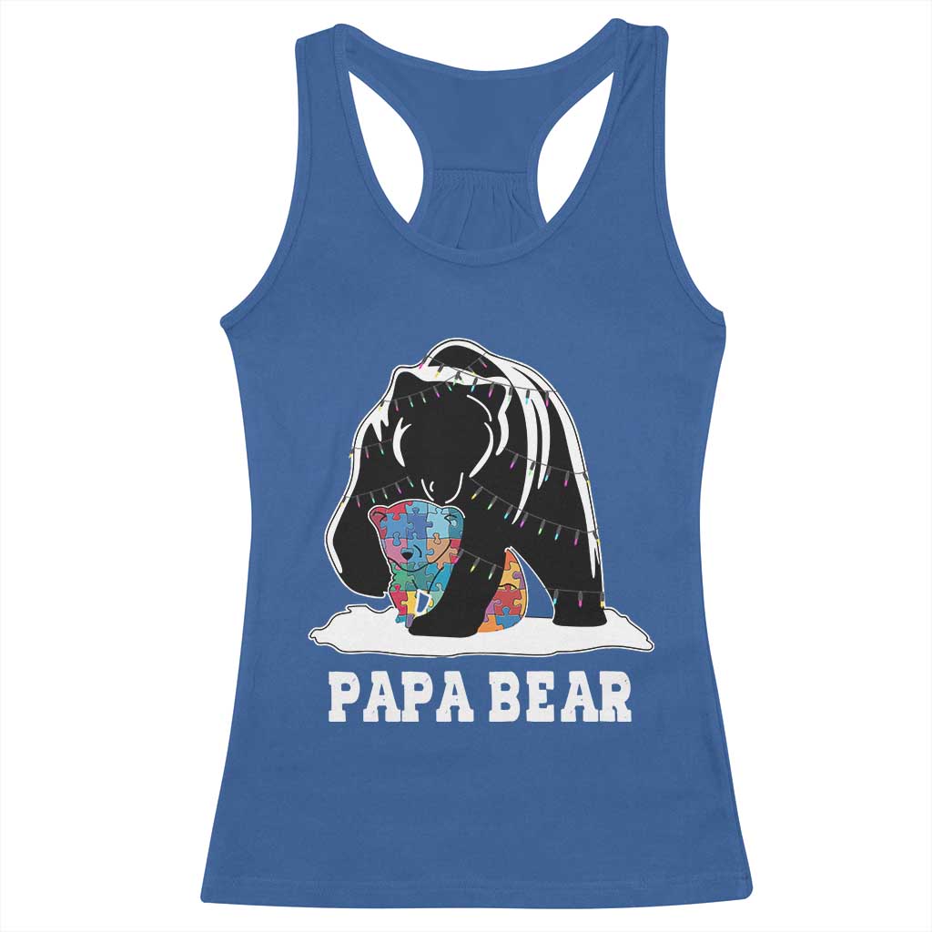 Autism Papa Bear Racerback Tank Top Support Autistic Matching Family Dad