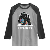 Autism Papa Bear Raglan Shirt Support Autistic Matching Family Dad