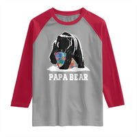 Autism Papa Bear Raglan Shirt Support Autistic Matching Family Dad