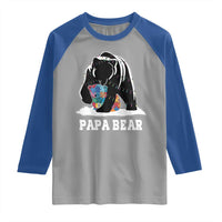 Autism Papa Bear Raglan Shirt Support Autistic Matching Family Dad