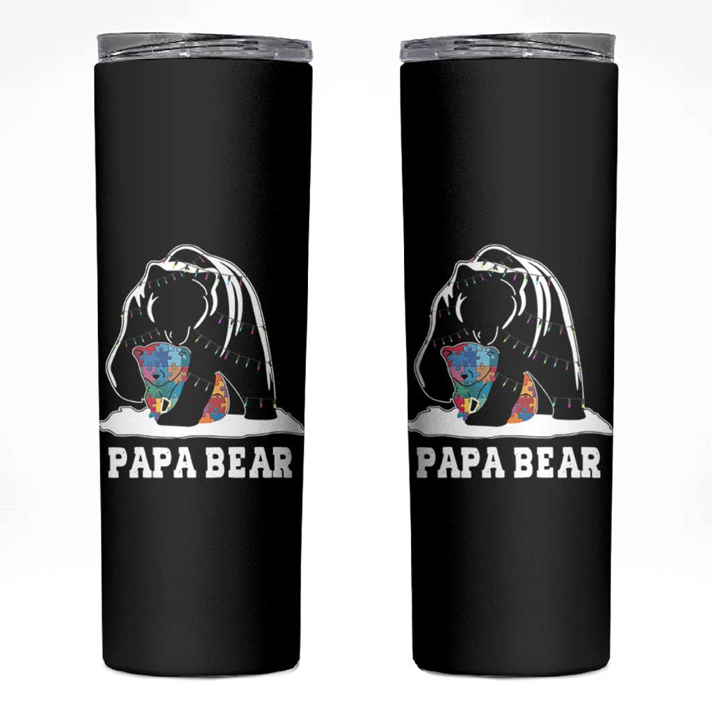 Autism Papa Bear Skinny Tumbler Support Autistic Matching Family Dad
