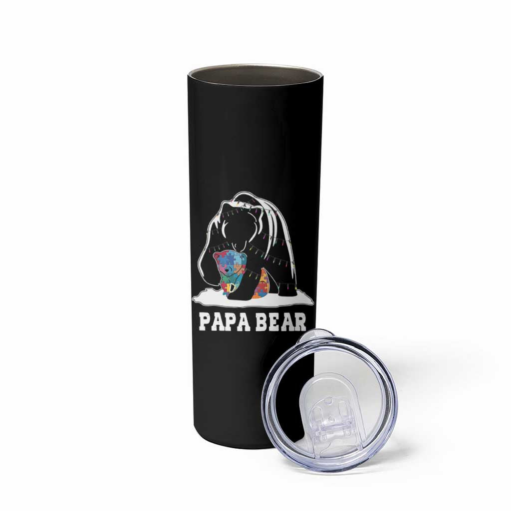 Autism Papa Bear Skinny Tumbler Support Autistic Matching Family Dad