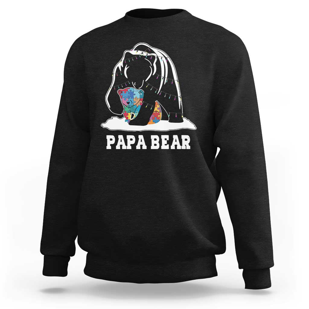 Autism Papa Bear Sweatshirt Support Autistic Matching Family Dad