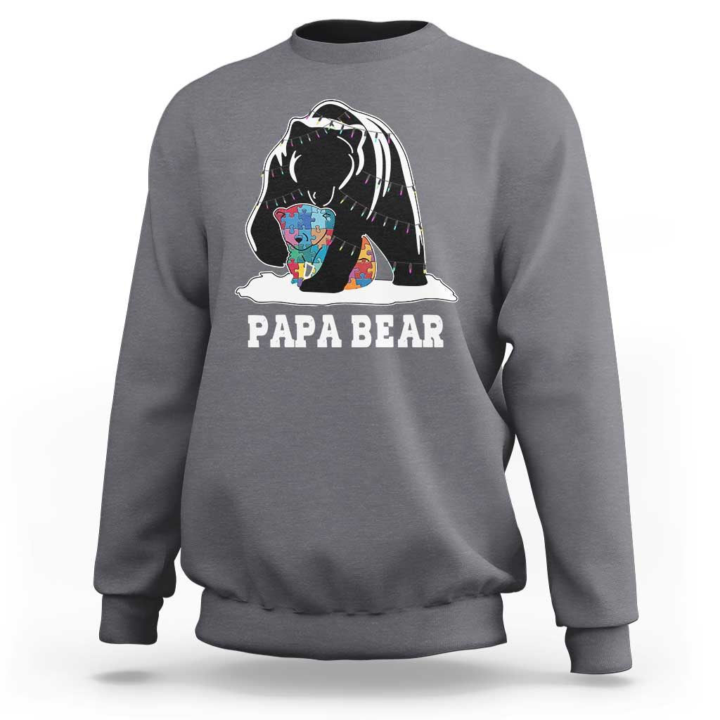 Autism Papa Bear Sweatshirt Support Autistic Matching Family Dad