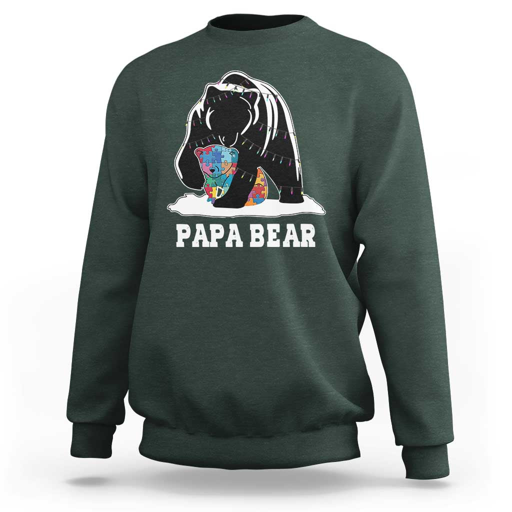 Autism Papa Bear Sweatshirt Support Autistic Matching Family Dad