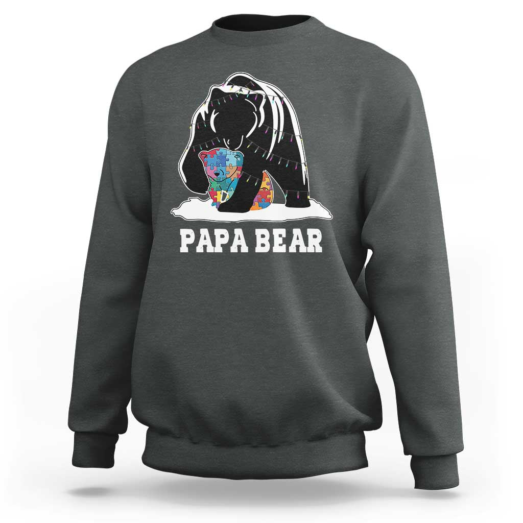 Autism Papa Bear Sweatshirt Support Autistic Matching Family Dad