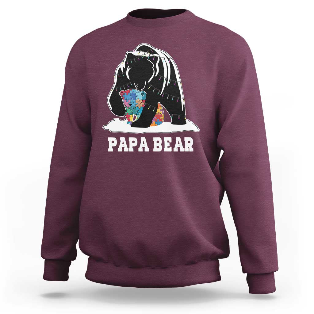 Autism Papa Bear Sweatshirt Support Autistic Matching Family Dad