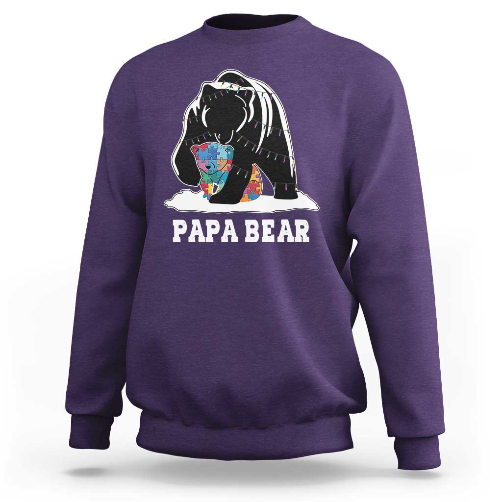 Autism Papa Bear Sweatshirt Support Autistic Matching Family Dad