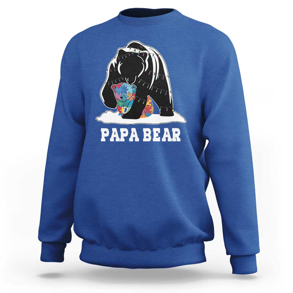 Autism Papa Bear Sweatshirt Support Autistic Matching Family Dad