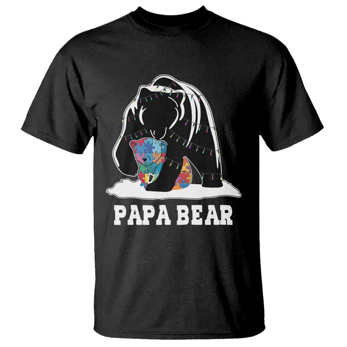 Autism Papa Bear T Shirt Support Autistic Matching Family Dad