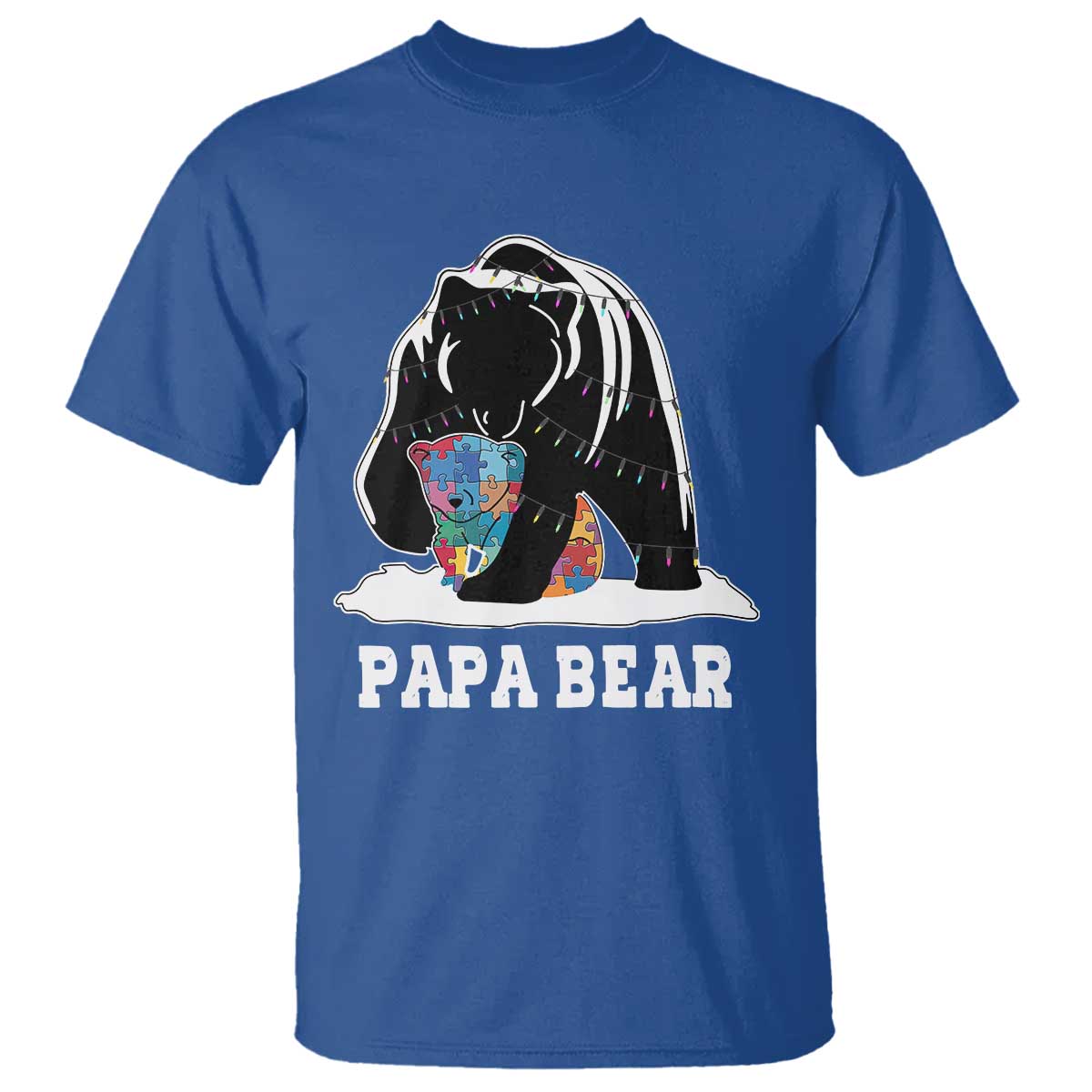 Autism Papa Bear T Shirt Support Autistic Matching Family Dad