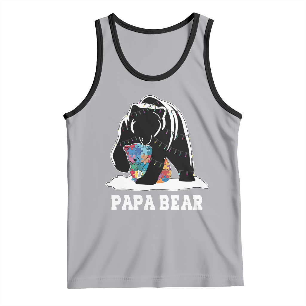 Autism Papa Bear Tank Top Support Autistic Matching Family Dad