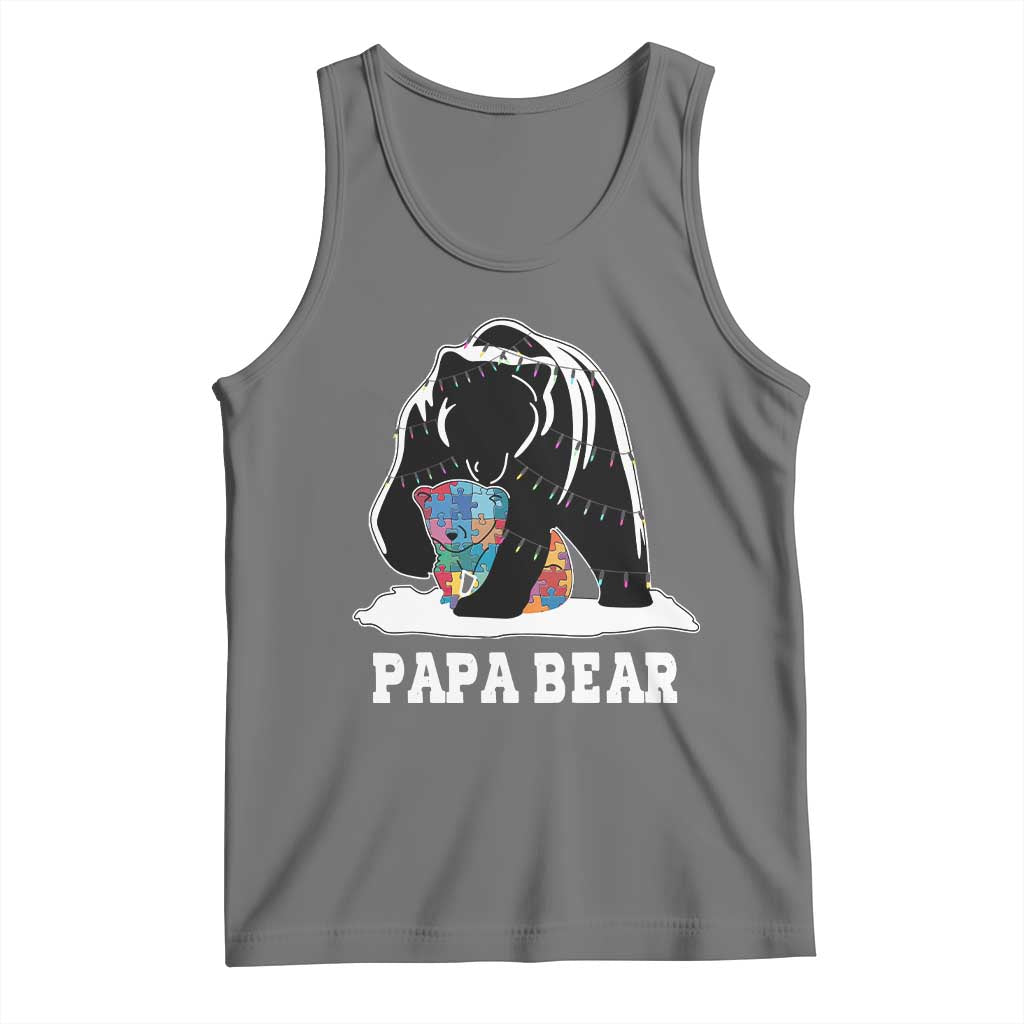 Autism Papa Bear Tank Top Support Autistic Matching Family Dad