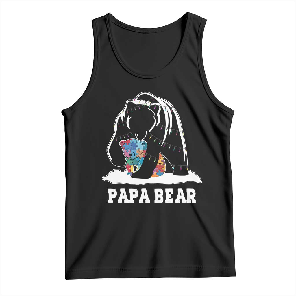 Autism Papa Bear Tank Top Support Autistic Matching Family Dad
