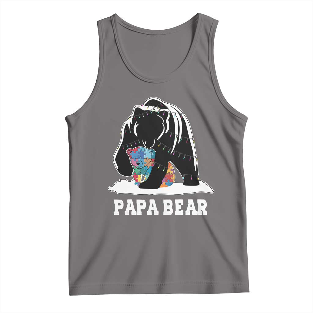 Autism Papa Bear Tank Top Support Autistic Matching Family Dad