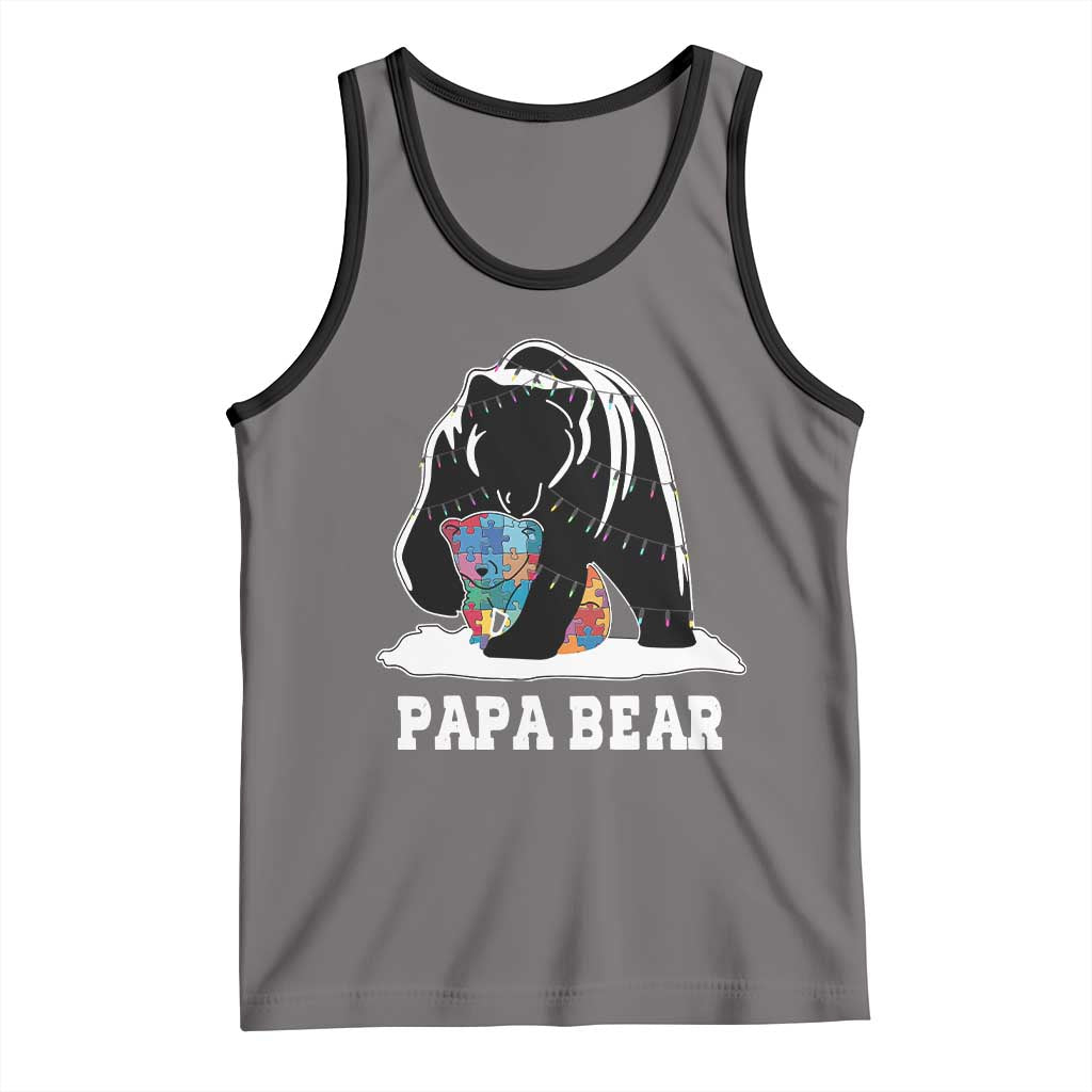 Autism Papa Bear Tank Top Support Autistic Matching Family Dad