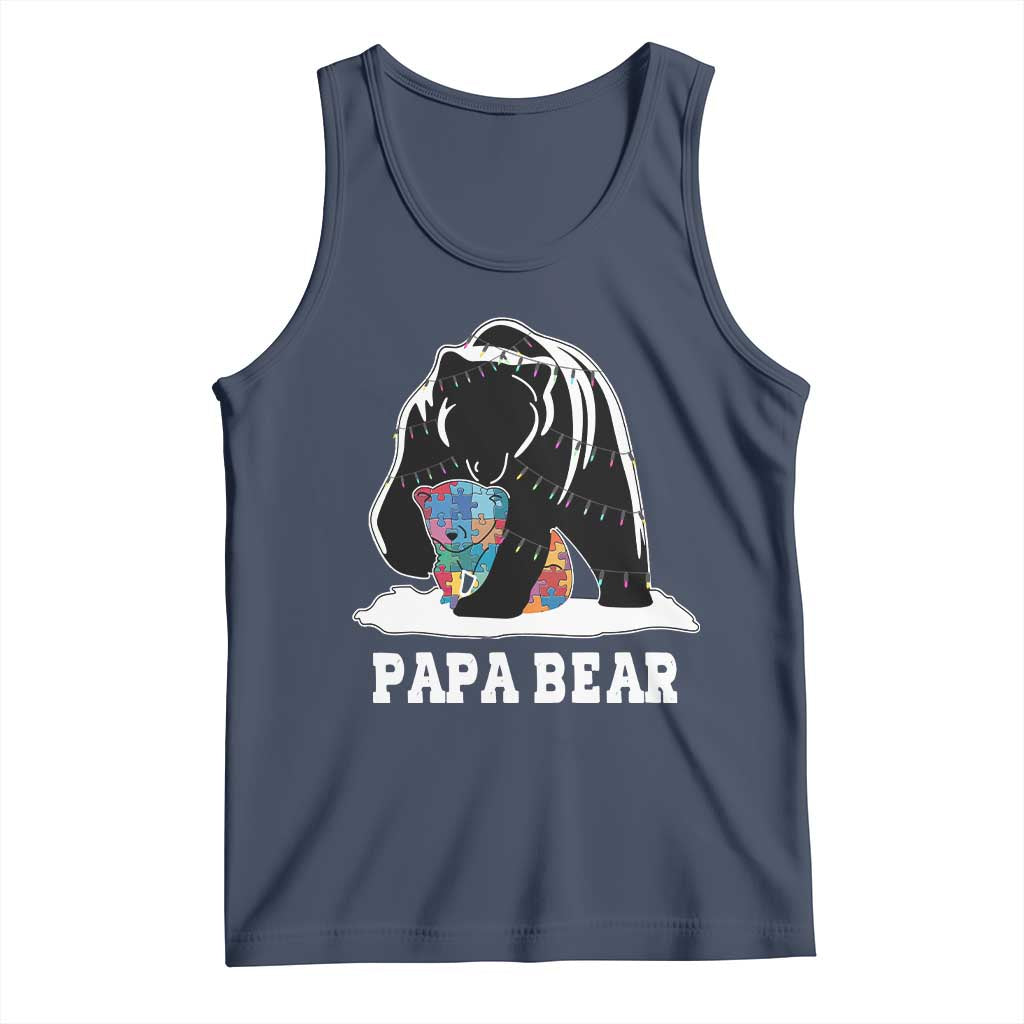 Autism Papa Bear Tank Top Support Autistic Matching Family Dad