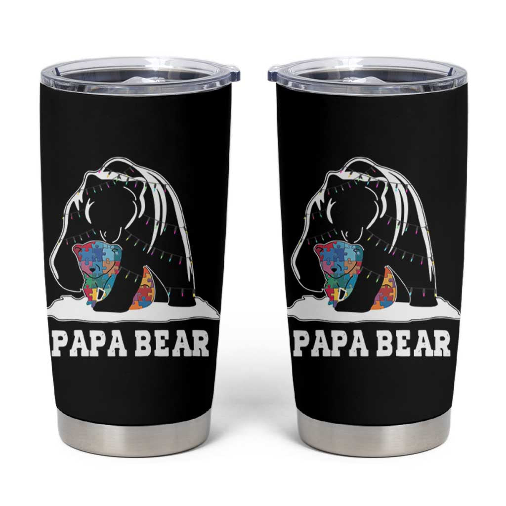Autism Papa Bear Tumbler Cup Support Autistic Matching Family Dad
