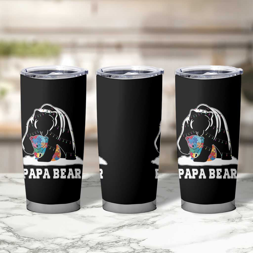 Autism Papa Bear Tumbler Cup Support Autistic Matching Family Dad