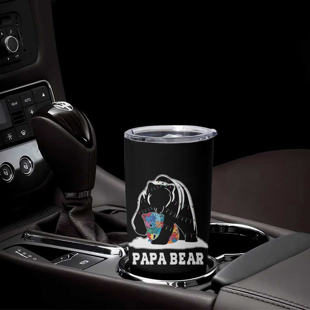 Autism Papa Bear Tumbler Cup Support Autistic Matching Family Dad