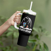 Autism Papa Bear Tumbler With Handle Support Autistic Matching Family Dad