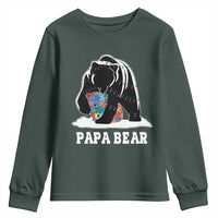 Autism Papa Bear Youth Sweatshirt Support Autistic Matching Family Dad