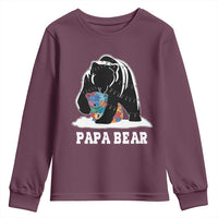 Autism Papa Bear Youth Sweatshirt Support Autistic Matching Family Dad