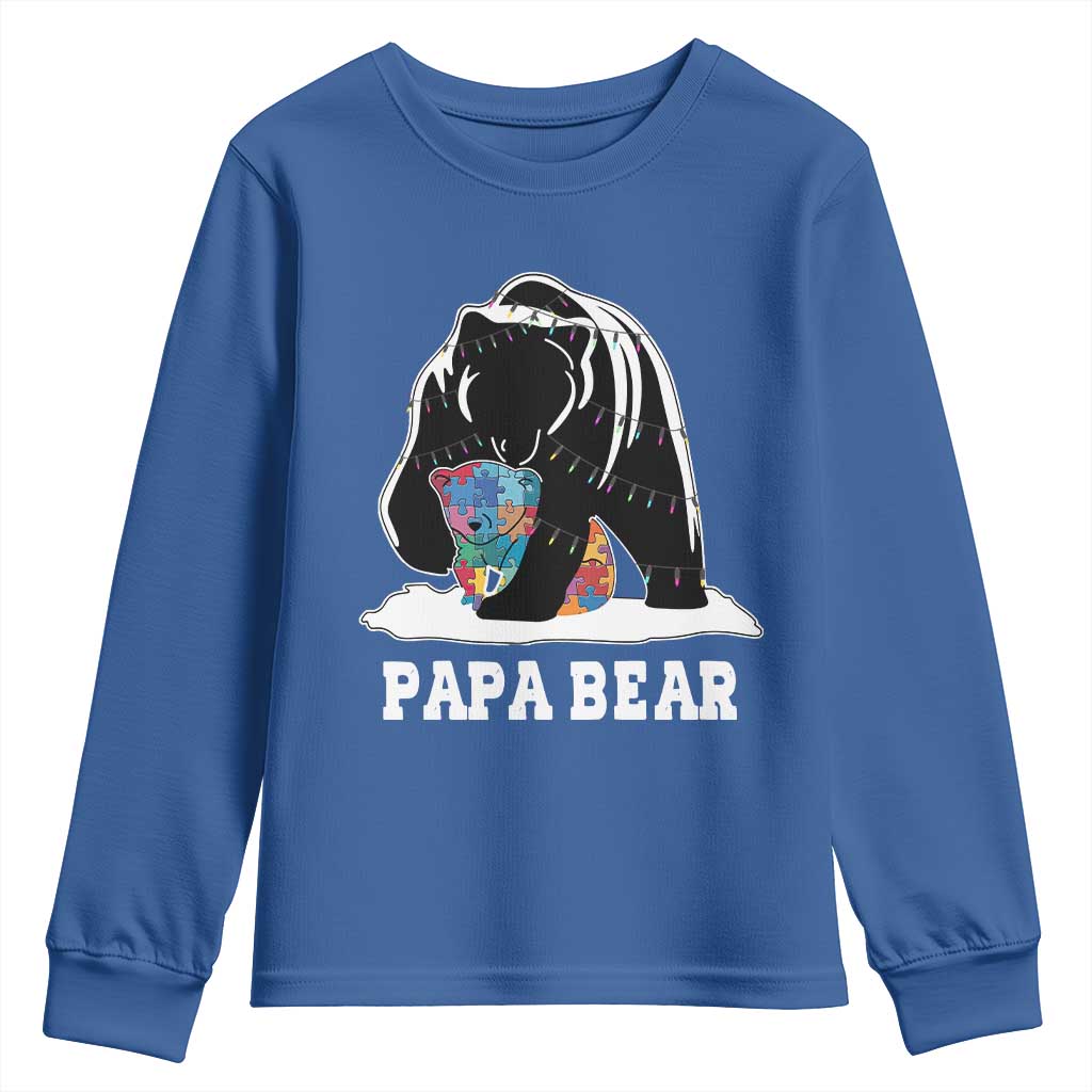 Autism Papa Bear Youth Sweatshirt Support Autistic Matching Family Dad