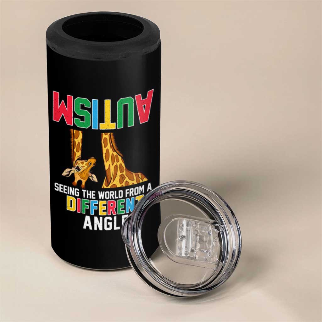 Giraffe Autism Awareness 4 in 1 Can Cooler Tumbler Seeing World Different Angle