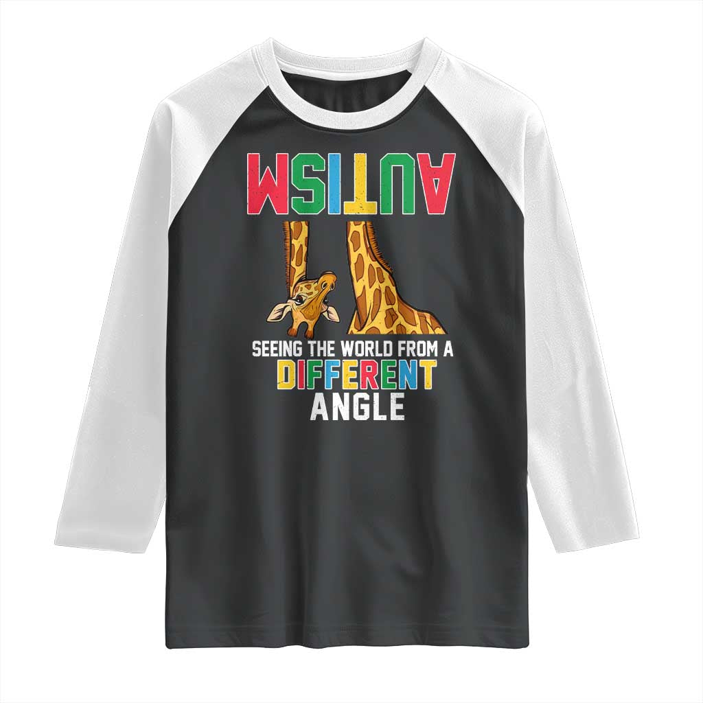 Giraffe Autism Awareness Raglan Shirt Seeing World Different Angle