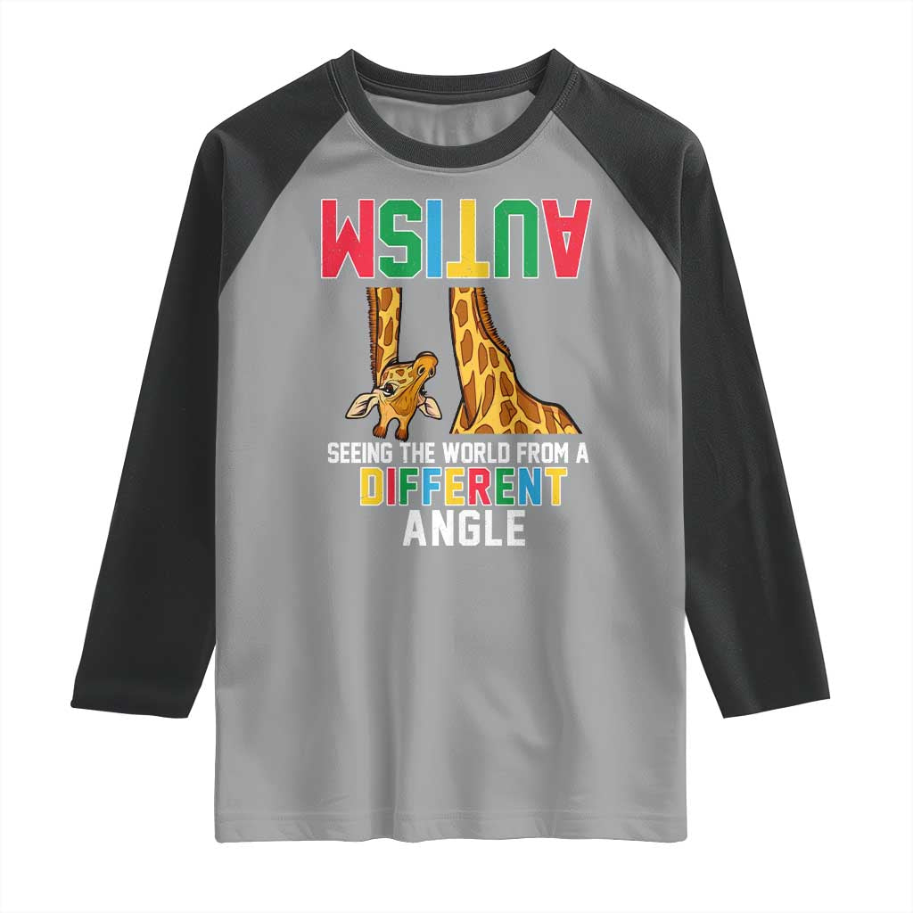 Giraffe Autism Awareness Raglan Shirt Seeing World Different Angle