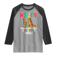 Giraffe Autism Awareness Raglan Shirt Seeing World Different Angle