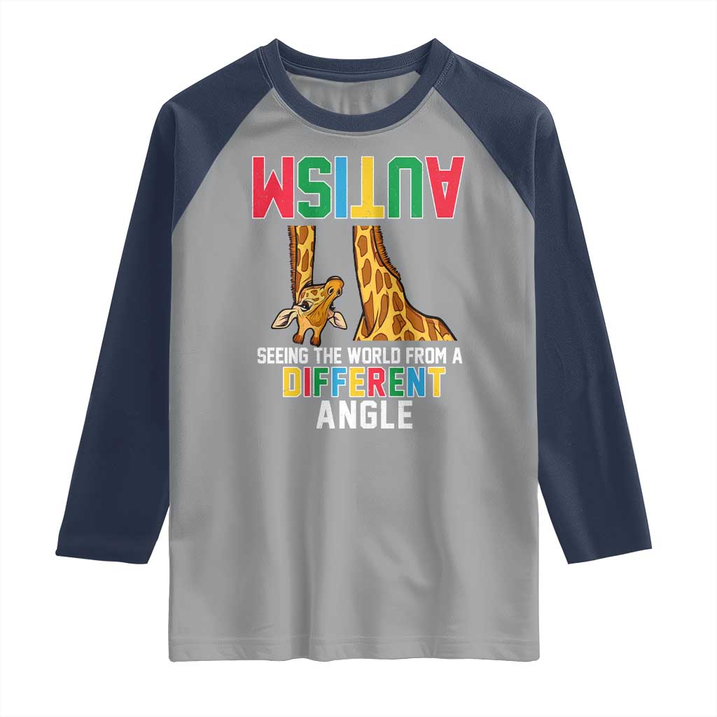 Giraffe Autism Awareness Raglan Shirt Seeing World Different Angle