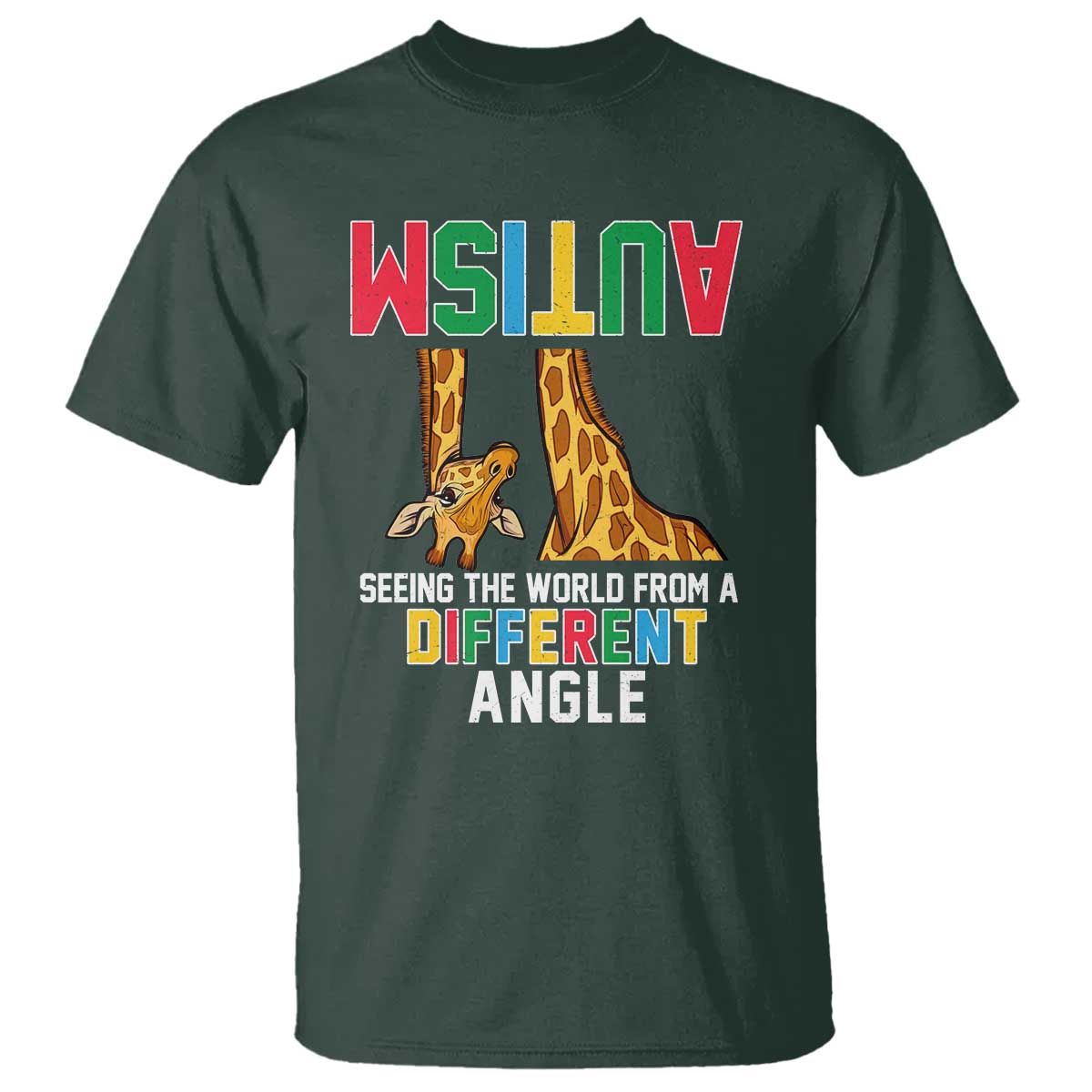 Giraffe Autism Awareness T Shirt Seeing World Different Angle