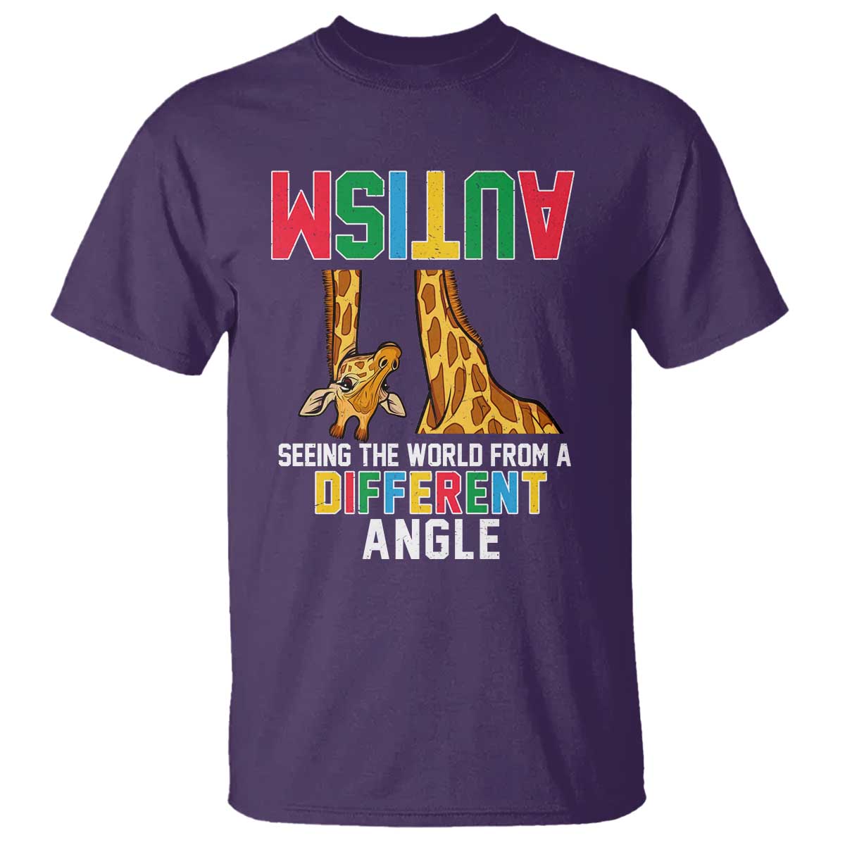 Giraffe Autism Awareness T Shirt Seeing World Different Angle