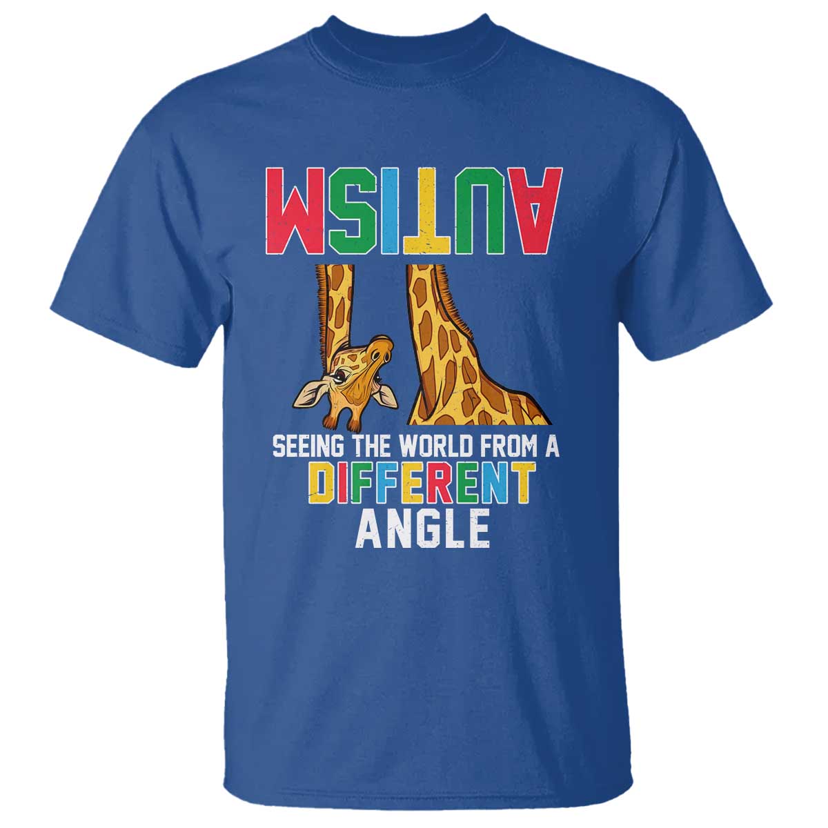 Giraffe Autism Awareness T Shirt Seeing World Different Angle