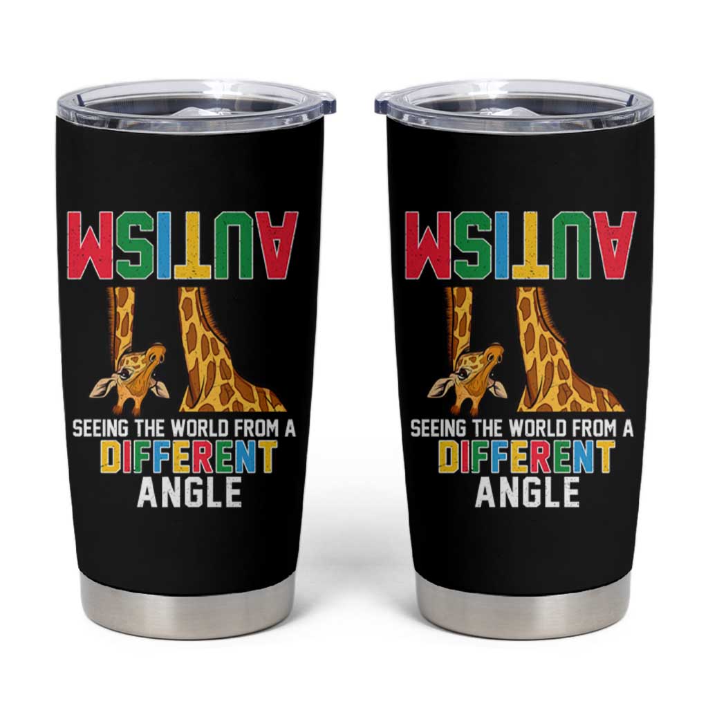Giraffe Autism Awareness Tumbler Cup Seeing World Different Angle